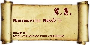 Maximovits Makár névjegykártya